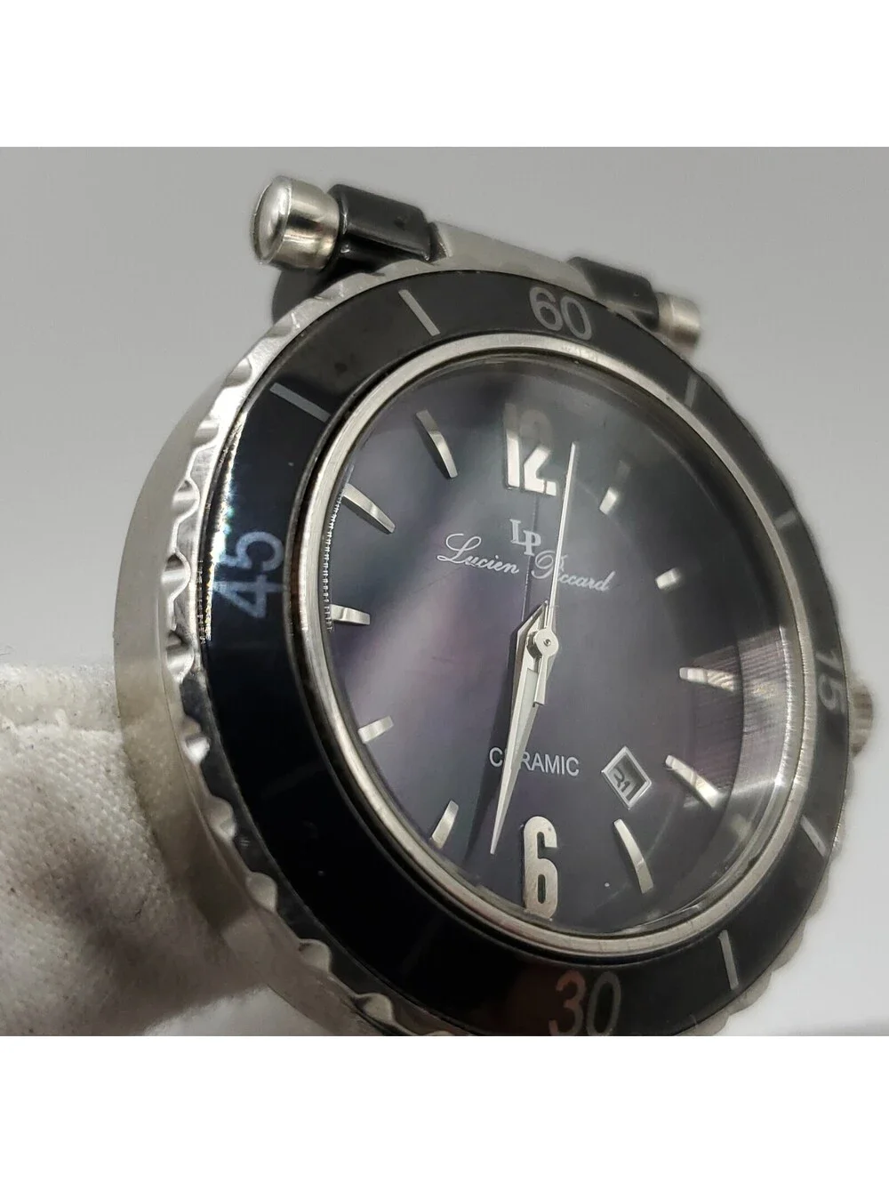 Lucien Piccard Ceramic La Tournette Watch Womens New Battery Abalone Dial 38mm